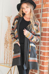 Plus Size Colorful Strip Open Front Cardigan, Cardigans, $ 71.95, A Moment Of Now™